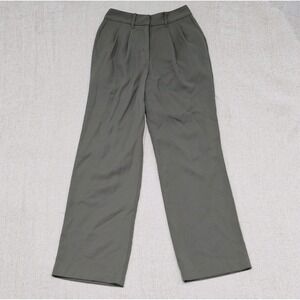 Quince Women Olive Stretch Crepe Pleated Wide Leg Pants Size 4 Casual Elegance